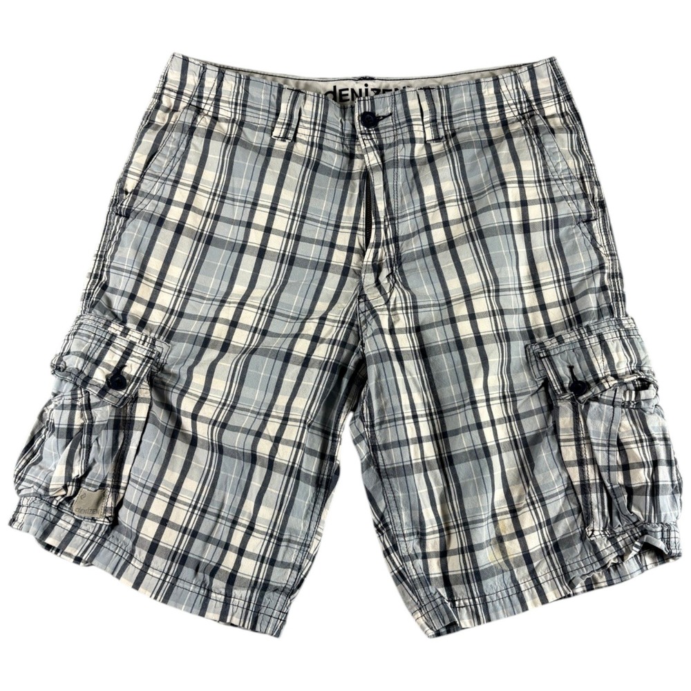 Denizen from Levi's Cargo Shorts Mens 34 Multi Plaid Flat Front Relaxed Workwear